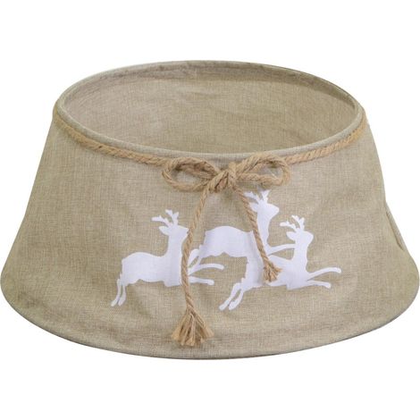 Copri base albero tessuto pieghevole renne beige tondo cm Ø56xh25