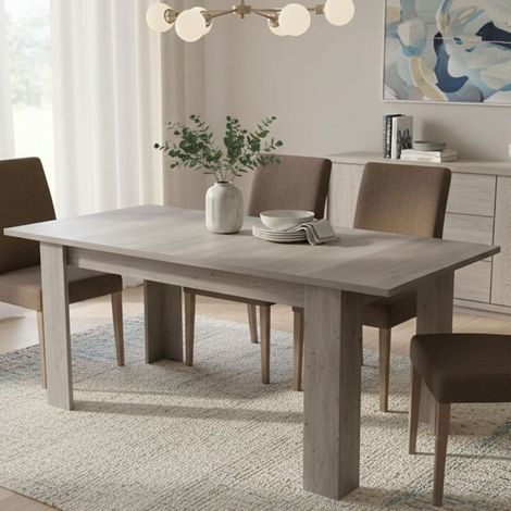 Dmora – Table extensible 160/220 cm – Chêne brun – Mécanisme d'ouverture pratique – Accueille jusqu'à 10 personnes (1/5)