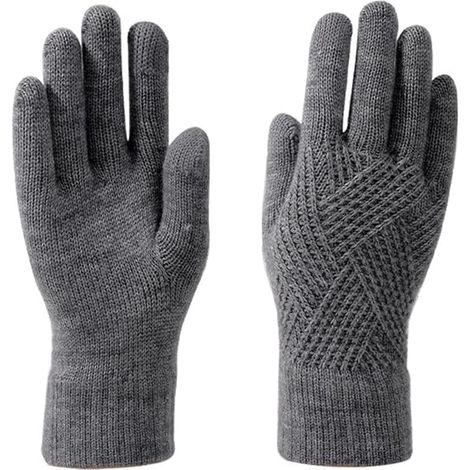 Verdickte, doppellagige Strick-Winterhandschuhe mit Touchscreen – Drei-Finger-Touchscreen-Handschuhe, Dunkelgrau (1/5)