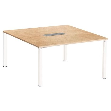 Table carrée chêne Exprim pieds blanc - Maxiburo (1/3)