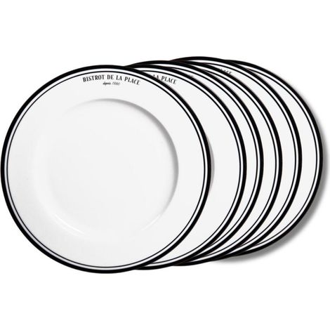 Assiette plate Bistrot 27 cm en porcelaine blanche – Lot de 6 – Compatible lave-vaisselle et micro-ondes – Style rétro-chic – Table Passion (1/3)