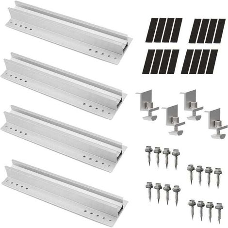 4 Set 300mm Kit de Support Panneau Solaire, Fixation Panneau Solaire en Aluminium, Support Photovoltaïque pour Balcon, Plante Électrique, Toits (1/4)