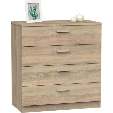 Briebe Nova Cómoda Dormitorio, Cajonera 4 Cajones, Sinfonier 78x74x40 cm (Alto x Ancho x Profundo) Madera