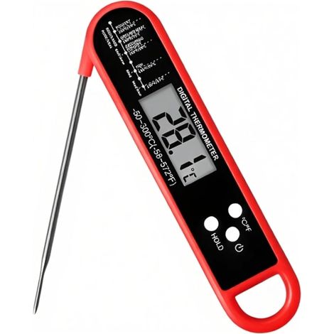 Thermomètre cuisine – 3 secondes – ±0,5°C – Écran LCD rétroéclairé 4,6 cm – Alarme programmable – Arrêt auto 10 min – Pour grillades, friture, pâtisserie – Précis et fiable (1/4)