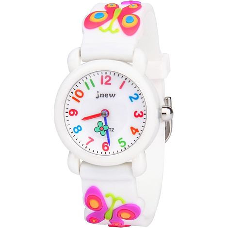 Montre Enfant Montre-Bracelet attendu Pour Enfant Mouvement À Quartz Conception De Dessin Animé 3d Montre Enfant Numérique Pour 3 Ans À 11 Ans Fille GarOn-Papillon Blanc---Papillon Blanc- (1/5)