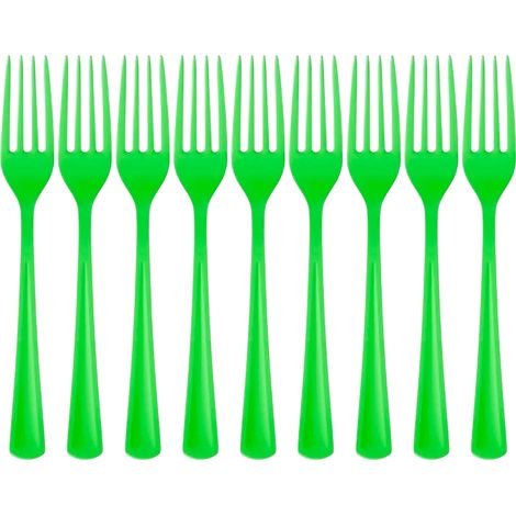 100 fourchettes jetables en plastique vert citron ultra-résistant, d'une qualité exceptionnelle (1/5)