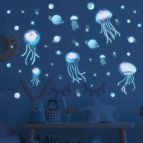 Sticker Luminiscent - Jellyfish Et Étoiles Pour Plafond - PVC Non Toxique - Pour Chambre Enfant - 4 Pièces (1/5)