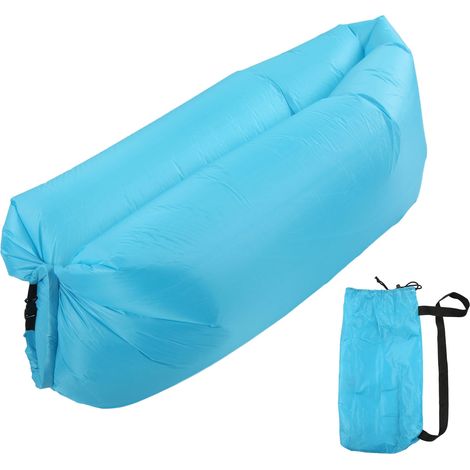 Canapé Gonflable Portable pour Camping - Transat Aérien Léger avec Sac de Rangement, Bleu Ciel (1/5)