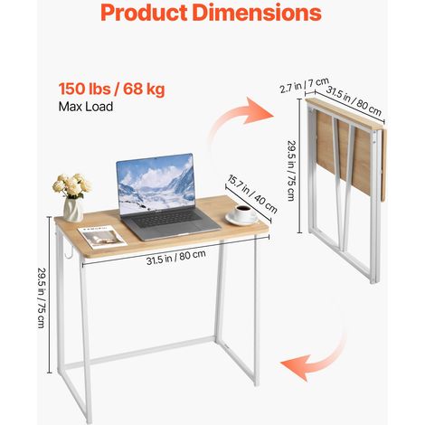 Bureau d'ordinateur pliant 80 cm table de bureau informatique (1/5)