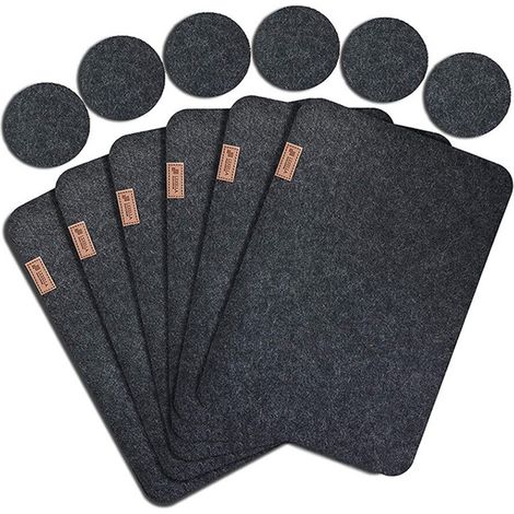Placemat - 12 Pièces Set Placemat Table et Sous-Verre - Résistant à la Chaleur Non Glissant Lavable - Polyester - Pour Table en Bois ou Marbre (1/5)