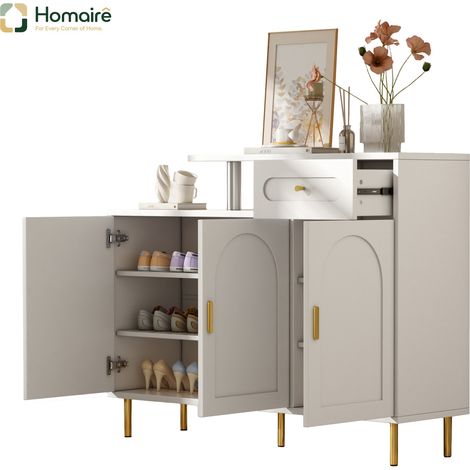 Flur- Garderobenschrank weiß aus Polyester 120 x 35 x 92 cm HOMAIRE (1/5)