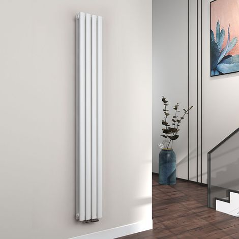 EMKE Radiadores de agua caliente de acero Tubo Redondo Horizontal Blanco 180x24cm Doble capa