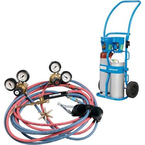 Poste oxyflam prodige Type B05 complet – Kit de soudage et découpe à flamme – Chariot AIR LIQUIDE avec bouteilles et chalumeau soudeur – Le Lorrain