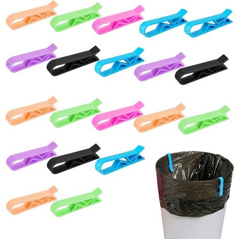 Pack of 20 plastic bin bag clips for kitchen waste, bin, garbage bag, fixed clip, random color - 20 pieces (1/5)