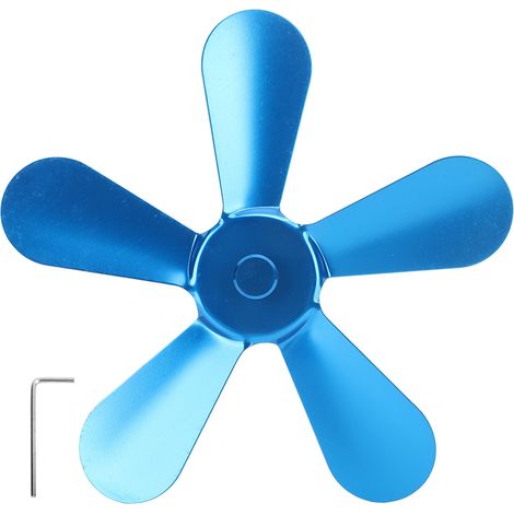 5 Lames de ventilateur de poêle en alliage d'aluminium, pales de remplacement pour ventilateur de cheminée, bleu (1/5)