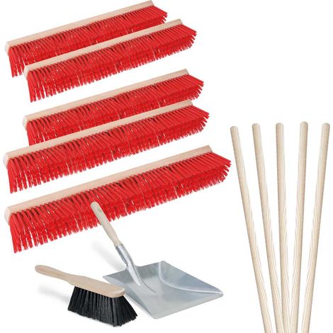 BRB Lot de 5 balais de Route, Longueur 1000 mm, avec 5 Manches en Bois de Selle + 1 kit de Balayage (1/2)