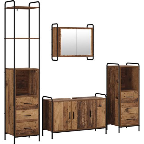 vidaXL Set di Armadi da Bagno 4 pz Legno antico 40 x 36 x 200,5 cm (1/5)