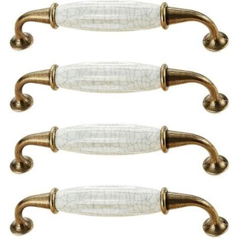 4 Poignée Meuble Vintage Laiton Vieilli 144 33mm Zinc-Aluminium et Porcelaine Poignée pour Poignee de Meuble Cuisine (1/5)