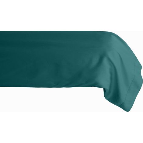 Taie de traversin percale pur coton peigné longues fibres 80 fils/cm² Vent du sud - Bleu canard - 43 x 195 cm