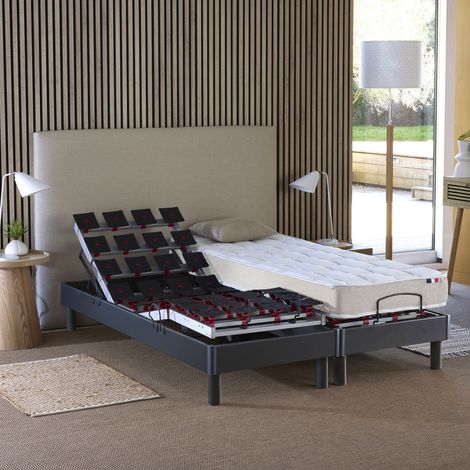 Ensemble literie électrique relaxation à plots + Matelas 100% latex 90 x 190 (1/5)