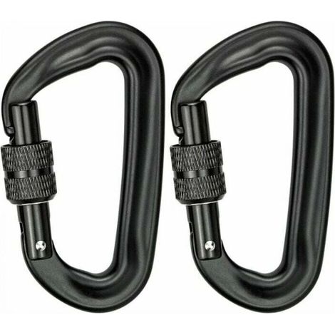 2pcs 12KN (1200KG) Carabiners Heavy Duty Aluminum D-Shape Locking Carabiner for Yoga Hammock Swing Camping Keychain Dog Lock MUMU (1/4)