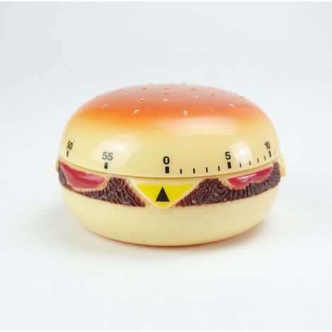 Lntyq Lot de 2 minuteurs à œufs numériques Hamburger - Compte à rebours - Minuterie de cuisine pour enfants - Minuterie de cuisine mécanique - Petit - Rotatif - Rappel intérieur en métal,Ф8048mm