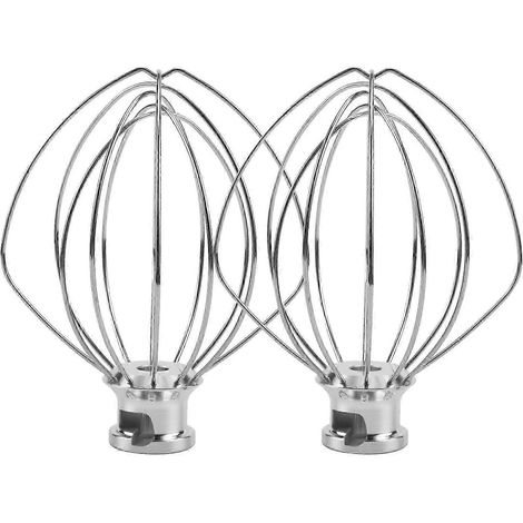 Lot de 2 fouets en acier inoxydable pour batteur KitchenAid K45WW (farine, gâteaux, œufs, crème) (1/5)