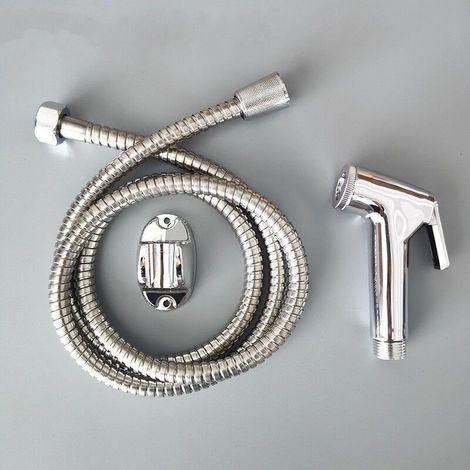 L'ensemble pistolet pulvérisateur de bidet en trois pièces, le tuyau de 1,5 mètre et le support mural sont faciles à installer, pour un confort optimal et une hygiène parfaite (1/4)