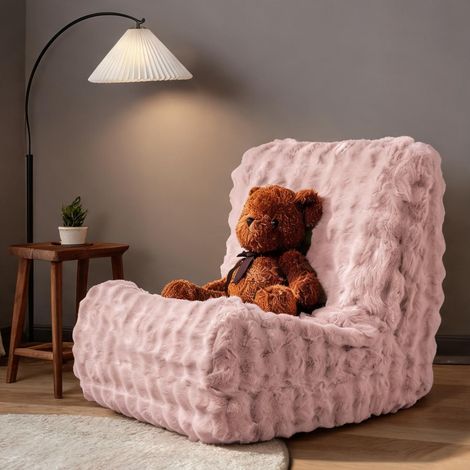 Pouf poire en flanelle rose pour adulte 85 x 100 x 78 cm (1/5)