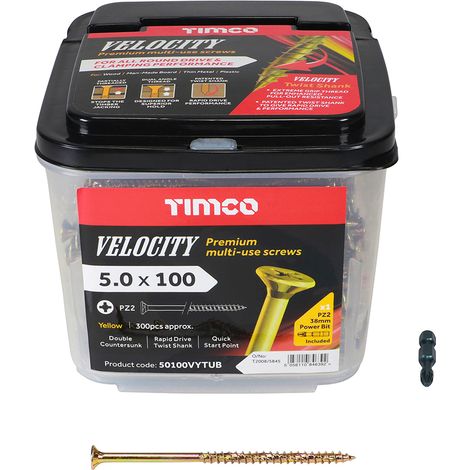 TIMCO Velocity Premium Multi-Use Countersunk Gold Woodscrews - 5.0 x 90