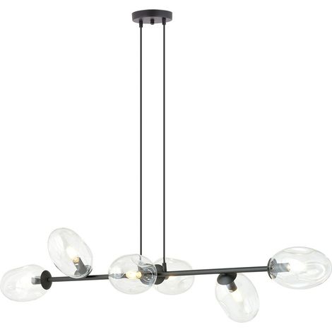 Lampada a Sospensione Pandora, Acciaio verniciato a polvere, Vetro, Nero, 120x100x40 cm