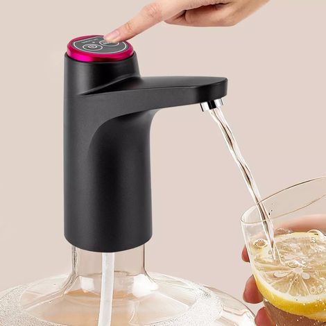 MR001 Pompe à bouteille d'eau noire, pompe à eau automatique rechargeable par USB, légère et portable, deux modes d'utilisation, pompe à bouteille LED (1/5)