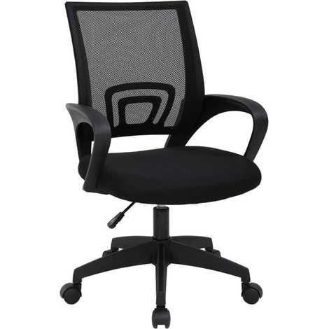 DASCK - Silla de Oficina Silla de Malla Altura Ajustable para Trabajo Silla Escritorio Ergonómica Giratoria - Pie Negro