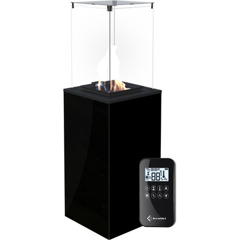 KRATKI Gaskamin PATIO Glas Schwarz Ferngesteuert Gasheizgerät 4-8,2 kW (1/5)