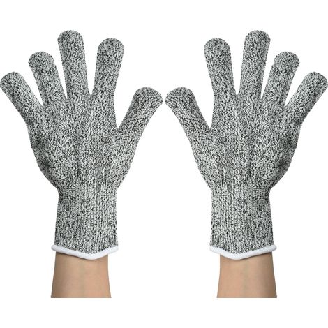 1 paire de gants de sécurité de cuisine anti-coupure à 5 niveaux, résistants aux coupures et aux couteaux (taille S 20 cm)