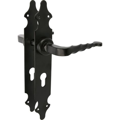 AMIG Poignées sur plaque à cylindre 101PB 280 x 44 mm Plaque d'acier, Poignée zamak Noir (1/5)
