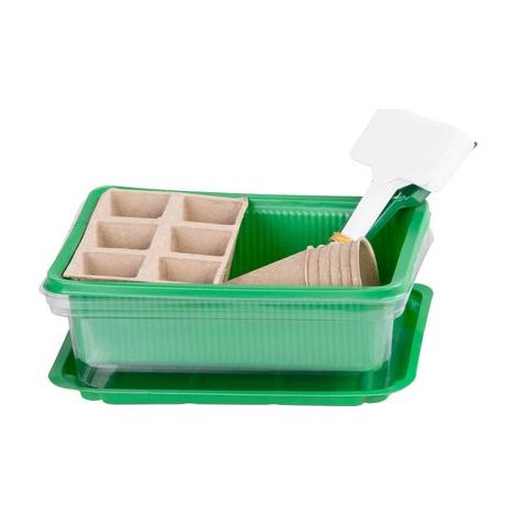 Minigewächshaus Strend Pro, Pflanzset, 18-teilig, 12 Pflanzgefäße, 20x14,5x6 cm