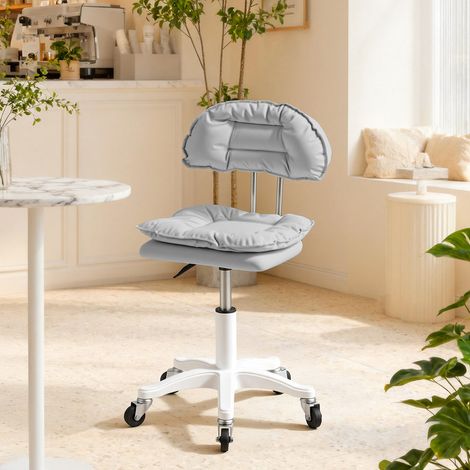 FLASIDU chaise de bureau pivotante 360° – Chaise de coiffeuse, Réglable en hauteur 40-51cm, roulettes pivotantes, Cuir artificiel de haute qualité, Pour bureau et chambre, gris (1/5)