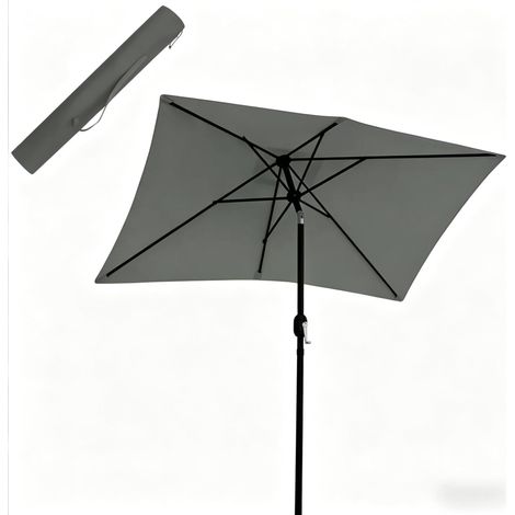 Ombrellone da balcone e piscina in metallo e poliestere grigio scuro 206 x 135 cm (1/5)