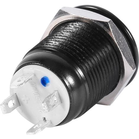 Interrupteur poussoir momentané LED 12mm, boîtier noir, 2A pour voiture. (1/4)