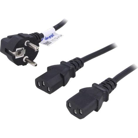Cable alimentation angulaire vers double C13 femelle 1.15m