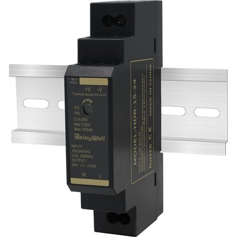 Alimentation sur rail DIN HDR 24 V, 15 W, 0,63 A, transformateur 230 V à 24 V, alimentation 24 V HDR-15-24 (1/5)
