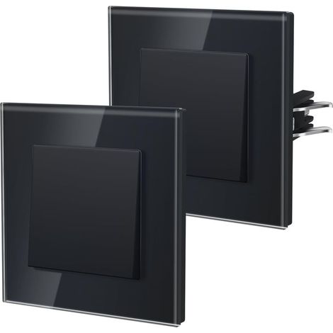 Wandschalter, Wechselschalter mit Halteklammern, Glas-Nachttischlampenschalter, 1-fach, 86 mm, Schwarz (1/4)