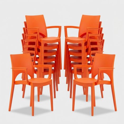 24 Sillas Grand Soleil con Reposabrazos para Restaurante y Bar Paris Arm Stock - Naranja (1/5)