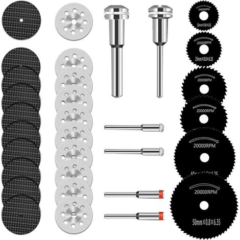 Lot de 32 lames de scie circulaire HSS, roues de coupe bielle 1/8