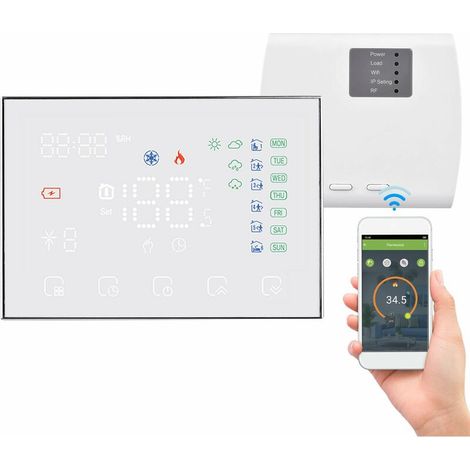 RHG Thermostat numérique intelligent WiFi programmable Contrôleur de température ambiante avec écran tactile LED Remplacement de la connexion WiFi pour Google Home Alexa Home Market Usine École Bureau