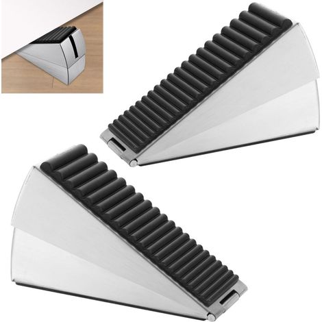 Verstellbarer, rutschfester Türstopper aus Gummi, Türstopper für schwere Türen, kratzfester Türstopper für Zuhause und Büro (Silber)