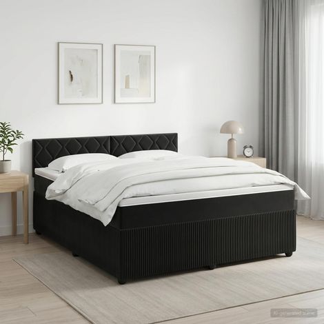 vidaXL Lit boxspring avec matelas Noir 160 x 200 cm Velours (1/5)
