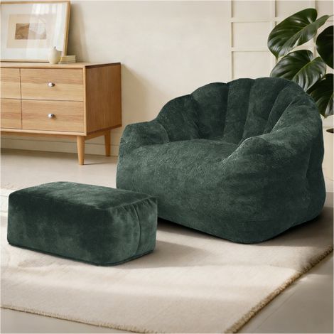 Divano singolo Bear Paw con poggiapiedi – Ottimizza il tuo spazio relax – verde