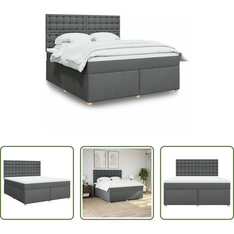 vidaXL Taschenfedern - Boxspringbett mit Matratze Dunkelgrau 180x200 cm Stoff (1/5)